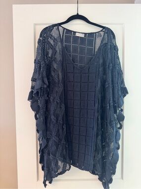 Free People Black Crochet Cover Up OS